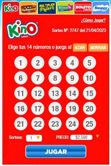 loteria cl kino resultados numero de carton